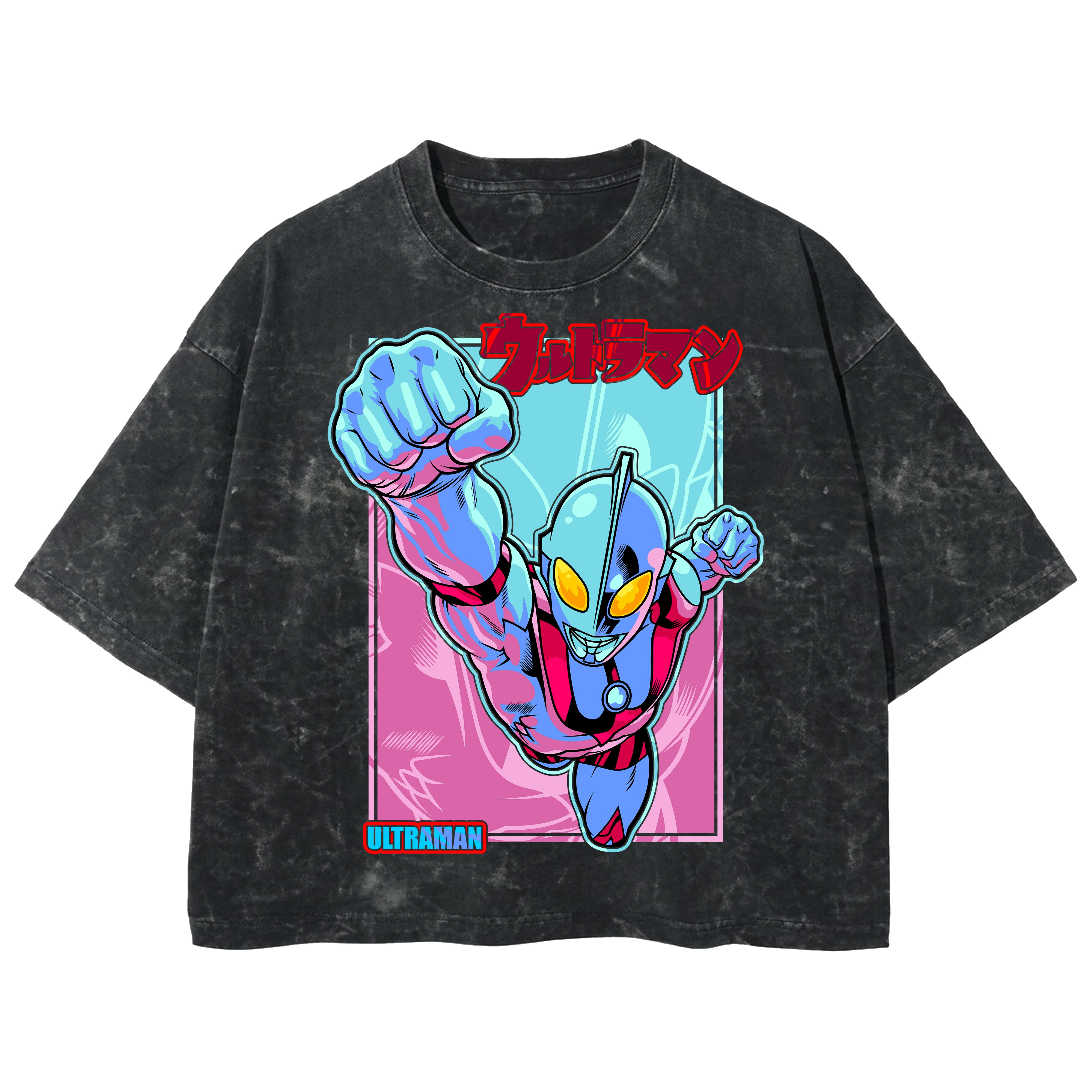 Playera streetwear premium de anime y gaming ExtraLife MX, corte boxy deluxe mineral wash heavyweight en color Acid Wash, moda urbana mexicana de culto.