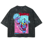Playera streetwear premium de anime y gaming ExtraLife MX, corte boxy deluxe mineral wash heavyweight en color Acid Wash, moda urbana mexicana de culto.