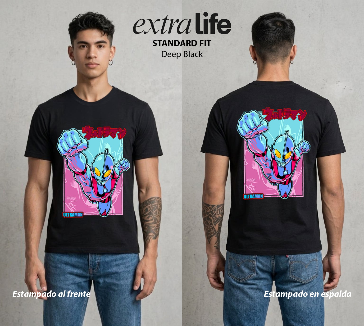 El Gigante de Luz | El Gigante del Bien #04438 - Playera Standard Fit | Deep Black - Foto en modelo