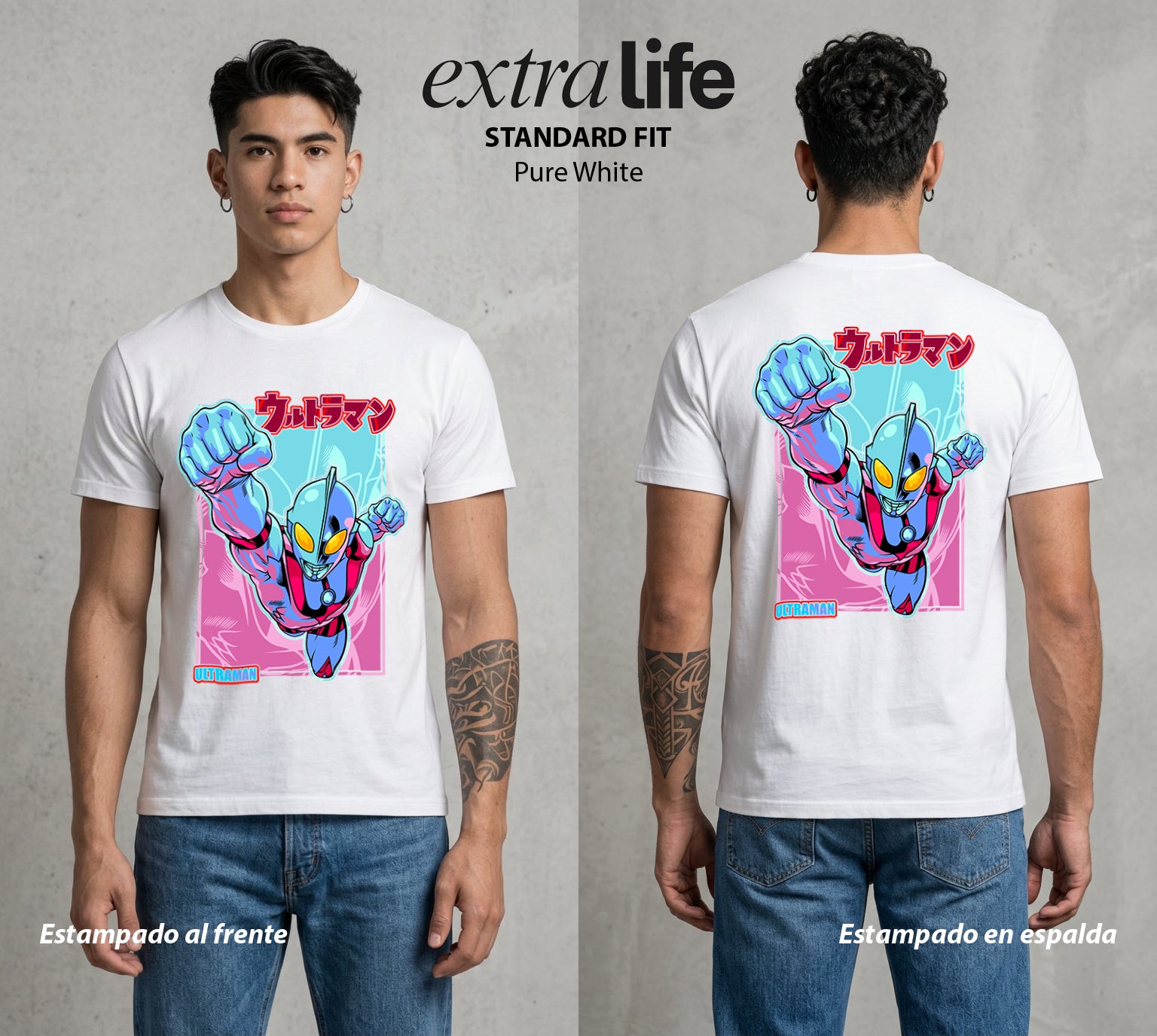 El Gigante de Luz | El Gigante del Bien #04438 - Playera Standard Fit | Pure White - Foto en modelo