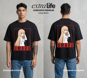 La Doble Vida | La Otaku del Hogar #04440 - Playera Oversized Premium | Deep Black - Foto en modelo