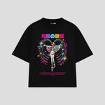 Playera streetwear premium de anime y gaming ExtraLife MX, corte oversized drop shoulder ligero y fresco en color Deep Black y Off-White, moda urbana mexicana de culto.