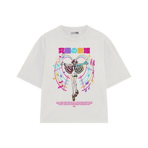 Playera streetwear premium de anime y gaming ExtraLife MX, corte oversized drop shoulder ligero y fresco en color Deep Black y Off-White, moda urbana mexicana de culto.