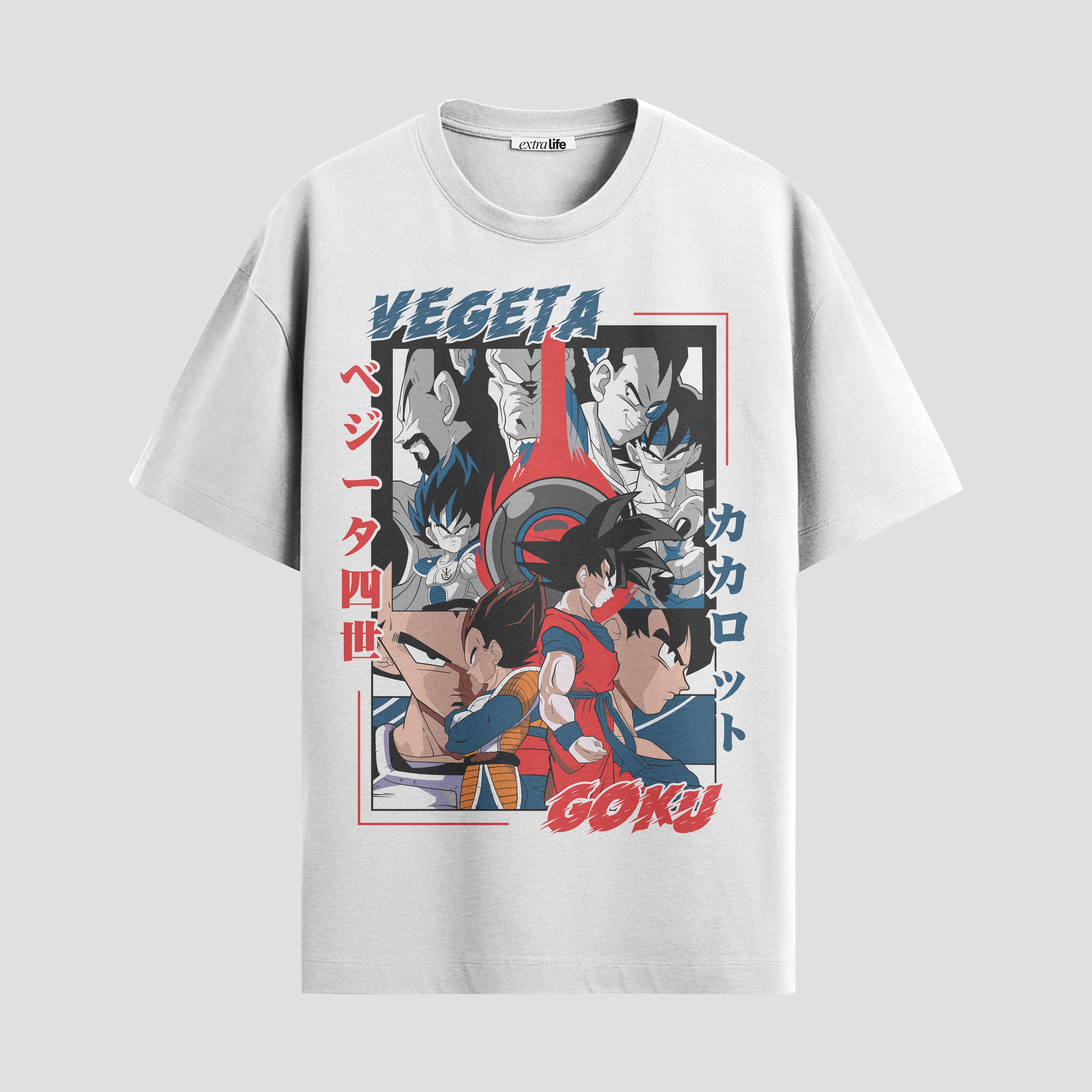 Playera urbana de anime y gaming ExtraLife MX, corte Standard Fit unisex ligero y transpirable en color Deep Black y Pure White, ropa de uso diario para gym y casual.