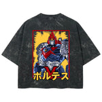 Playera streetwear premium de anime y gaming ExtraLife MX, corte boxy deluxe mineral wash heavyweight en color Acid Wash, moda urbana mexicana de culto.