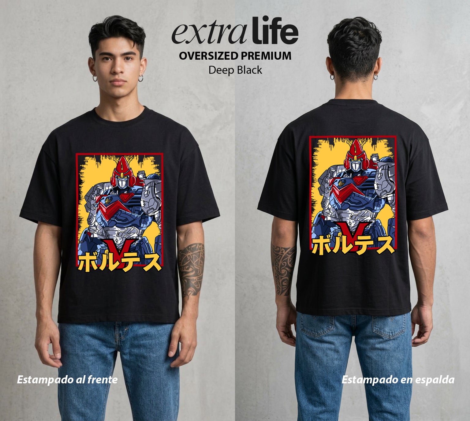 El Combinado del Espacio | El Combinado del Bien #04455 - Playera Oversized Premium | Deep Black - Foto en modelo