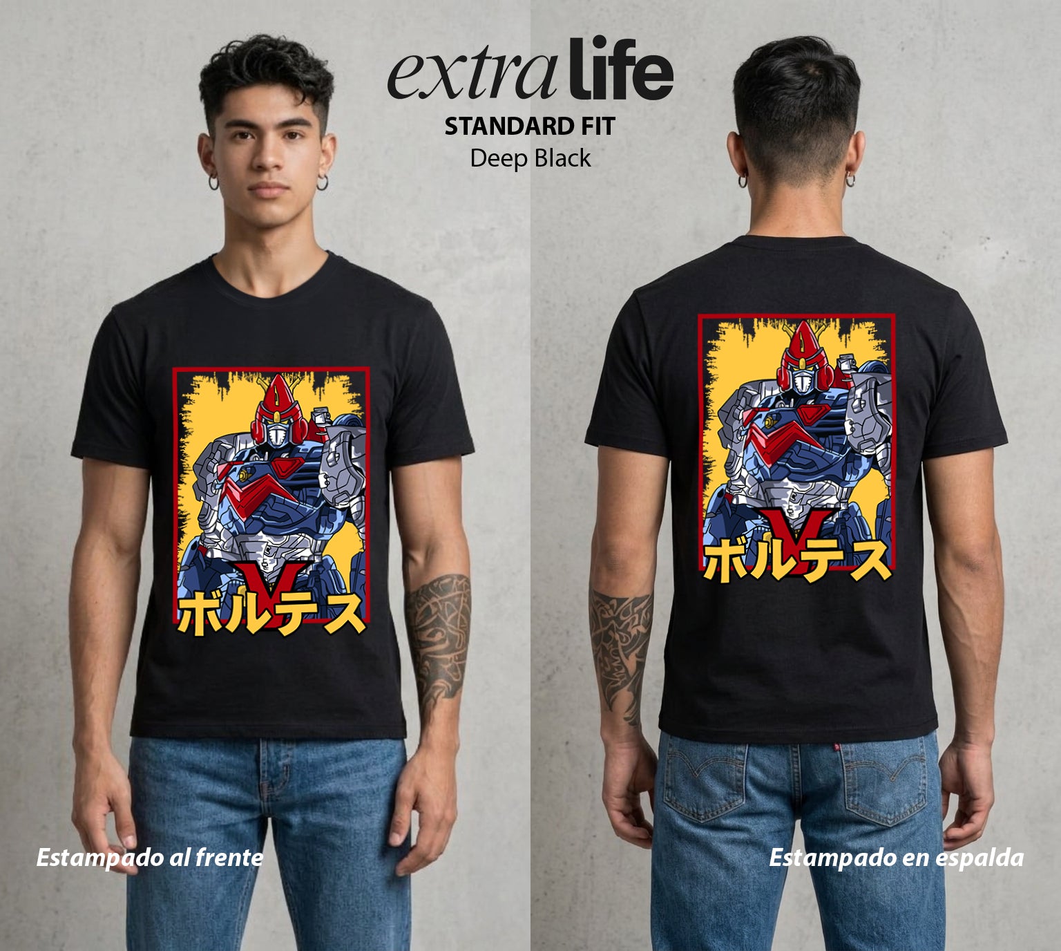El Combinado del Espacio | El Combinado del Bien #04455 - Playera Standard Fit | Deep Black - Foto en modelo