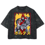 Playera streetwear premium de anime y gaming ExtraLife MX, corte boxy deluxe mineral wash heavyweight en color Acid Wash, moda urbana mexicana de culto.