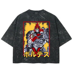 Playera streetwear premium de anime y gaming ExtraLife MX, corte boxy deluxe mineral wash heavyweight en color Acid Wash, moda urbana mexicana de culto.
