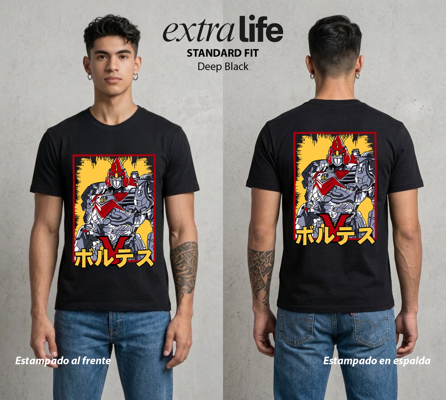 El Combinado del Espacio | El Poder del Espacio #04456 - Playera Standard Fit | Deep Black - Foto en modelo