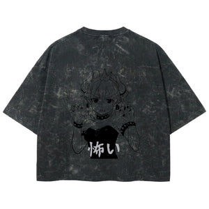 Playera streetwear premium de anime y gaming ExtraLife MX, corte boxy deluxe mineral wash heavyweight en color Acid Wash, moda urbana mexicana de culto.