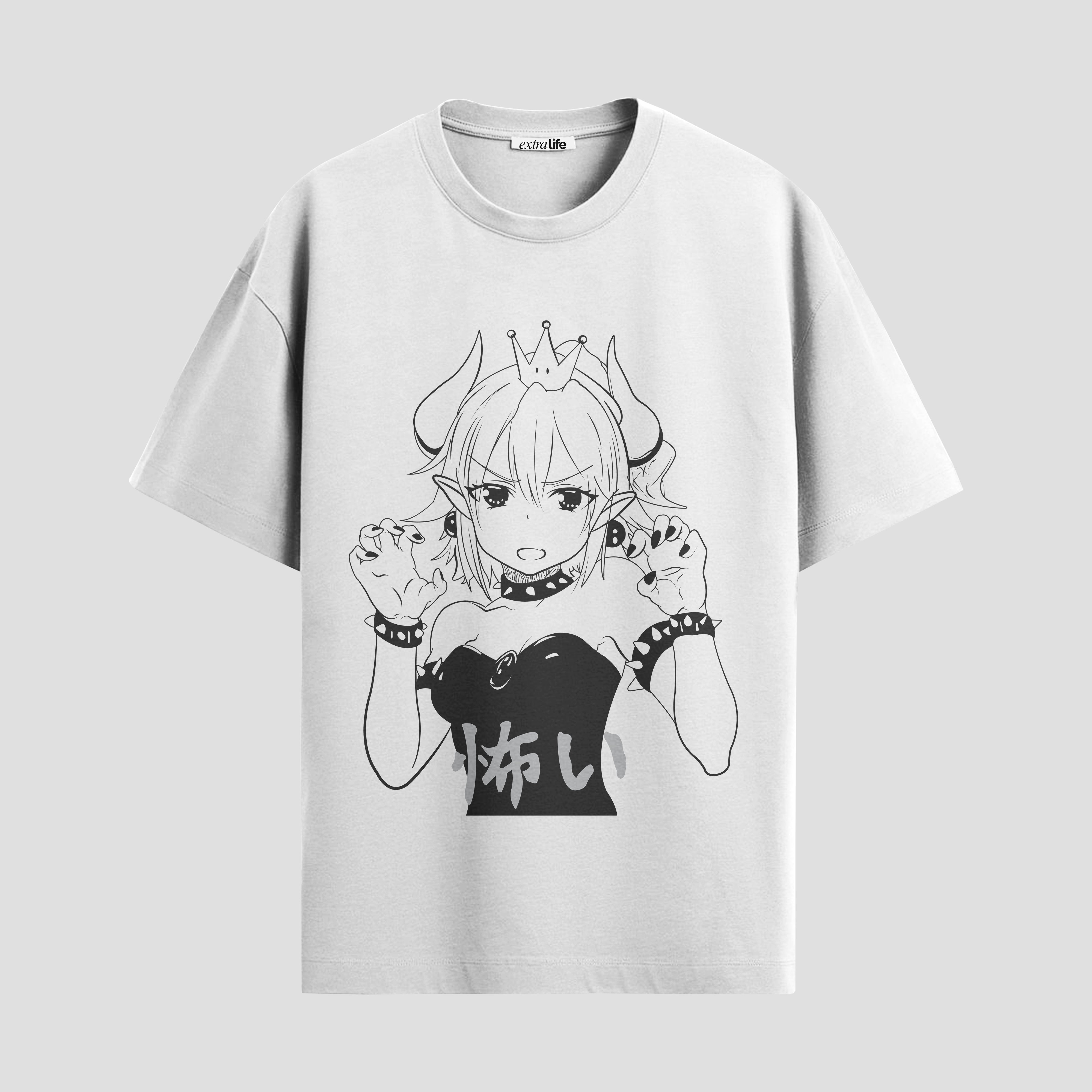 Playera urbana de anime y gaming ExtraLife MX, corte Standard Fit unisex ligero y transpirable en color Deep Black y Pure White, ropa de uso diario para gym y casual.