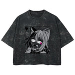 Playera streetwear premium de anime y gaming ExtraLife MX, corte boxy deluxe mineral wash heavyweight en color Acid Wash, moda urbana mexicana de culto.