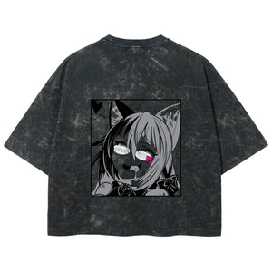 Playera streetwear premium de anime y gaming ExtraLife MX, corte boxy deluxe mineral wash heavyweight en color Acid Wash, moda urbana mexicana de culto.