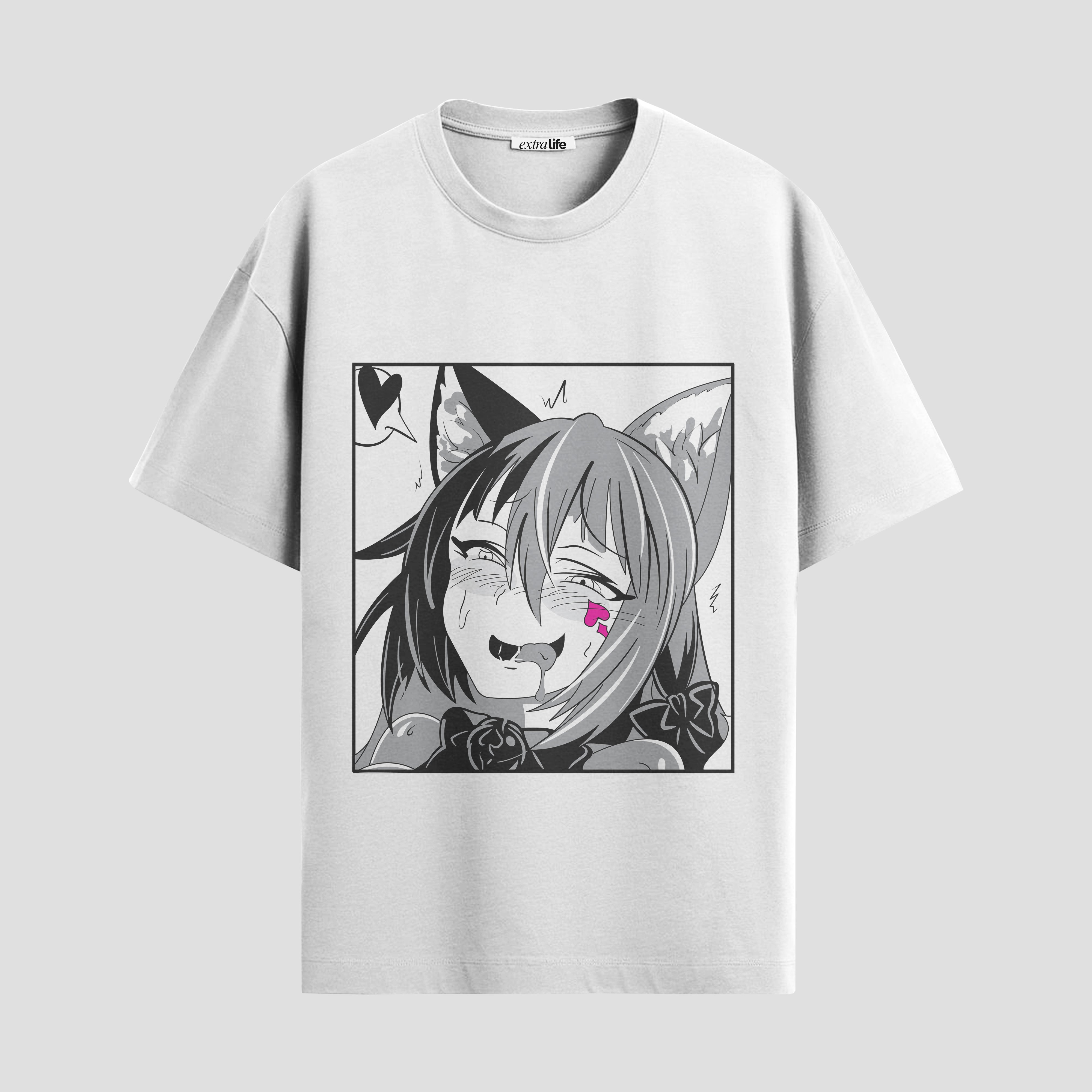 Playera urbana de anime y gaming ExtraLife MX, corte Standard Fit unisex ligero y transpirable en color Deep Black y Pure White, ropa de uso diario para gym y casual.