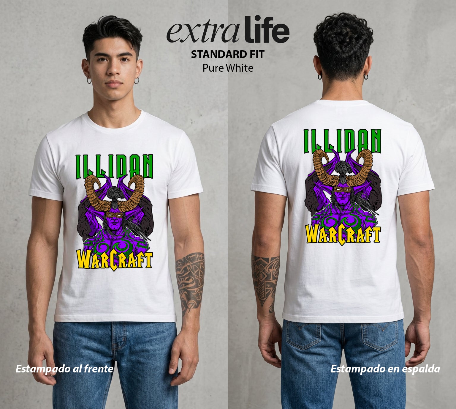 Azeroth en Guerra | El Mal de Azeroth #04459 - Playera Standard Fit | Pure White - Foto en modelo