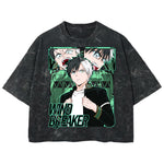 Playera streetwear premium de anime y gaming ExtraLife MX, corte boxy deluxe mineral wash heavyweight en color Acid Wash, moda urbana mexicana de culto.