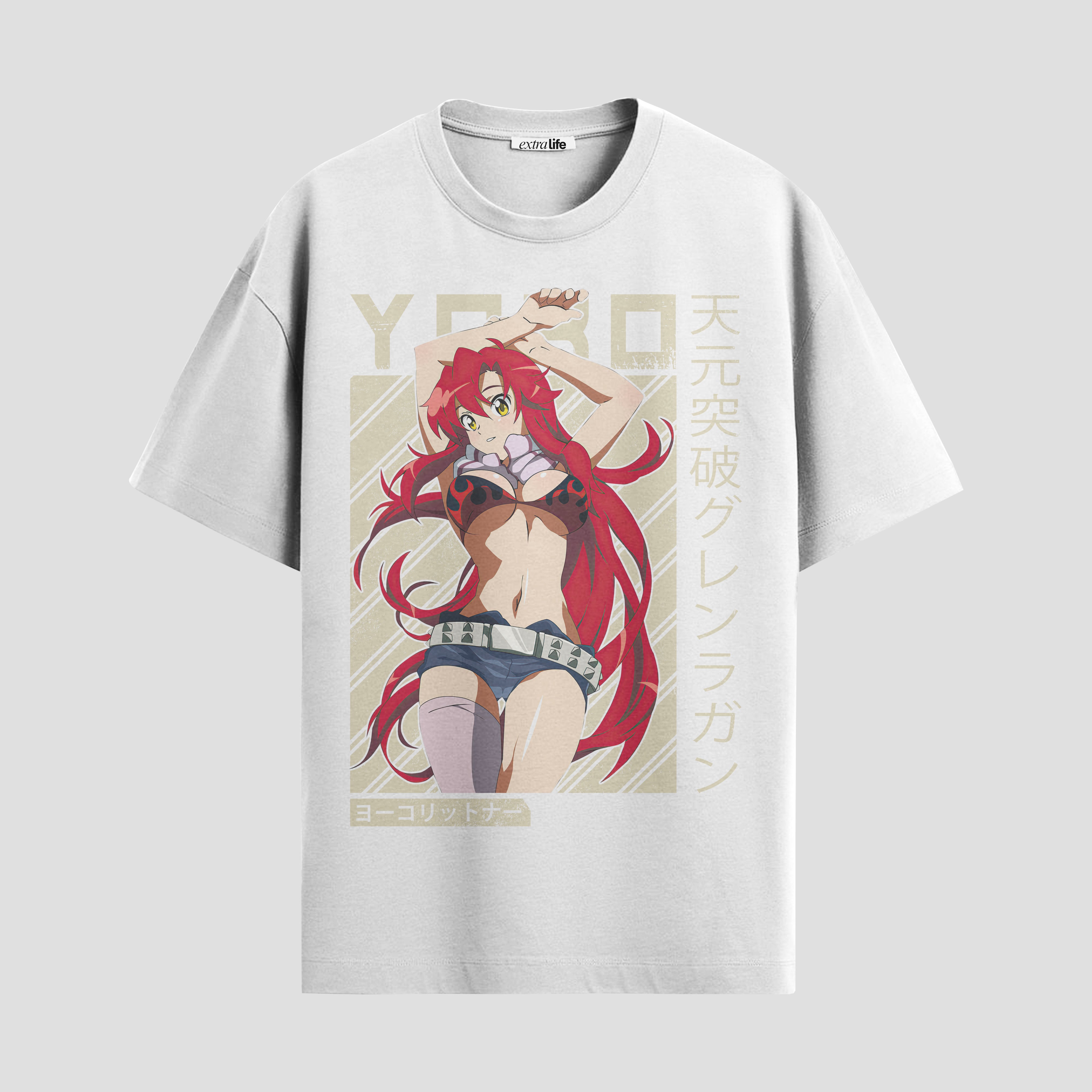 Playera urbana de anime y gaming ExtraLife MX, corte Standard Fit unisex ligero y transpirable en color Deep Black y Pure White, ropa de uso diario para gym y casual.