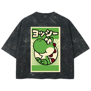 Playera streetwear premium de anime y gaming ExtraLife MX, corte boxy deluxe mineral wash heavyweight en color Acid Wash, moda urbana mexicana de culto.