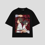 Playera streetwear premium de anime y gaming ExtraLife MX, corte oversized drop shoulder ligero y fresco en color Deep Black y Off-White, moda urbana mexicana de culto.