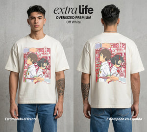El Hilo del Destino | El Poder del Destino #04474 - Playera Oversized Premium | Off White - Foto en modelo