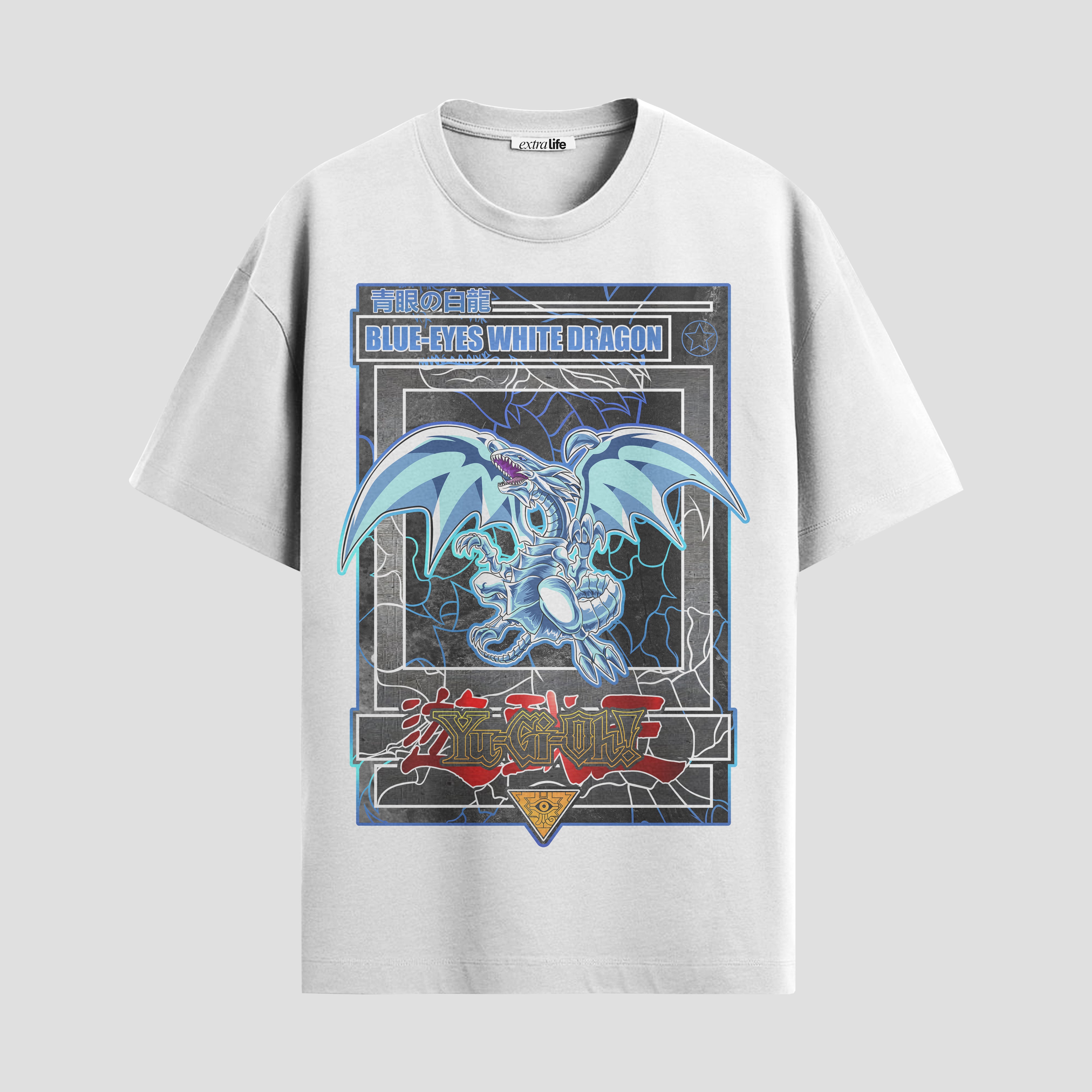 Playera urbana de anime y gaming ExtraLife MX, corte Standard Fit unisex ligero y transpirable en color Deep Black y Pure White, ropa de uso diario para gym y casual.