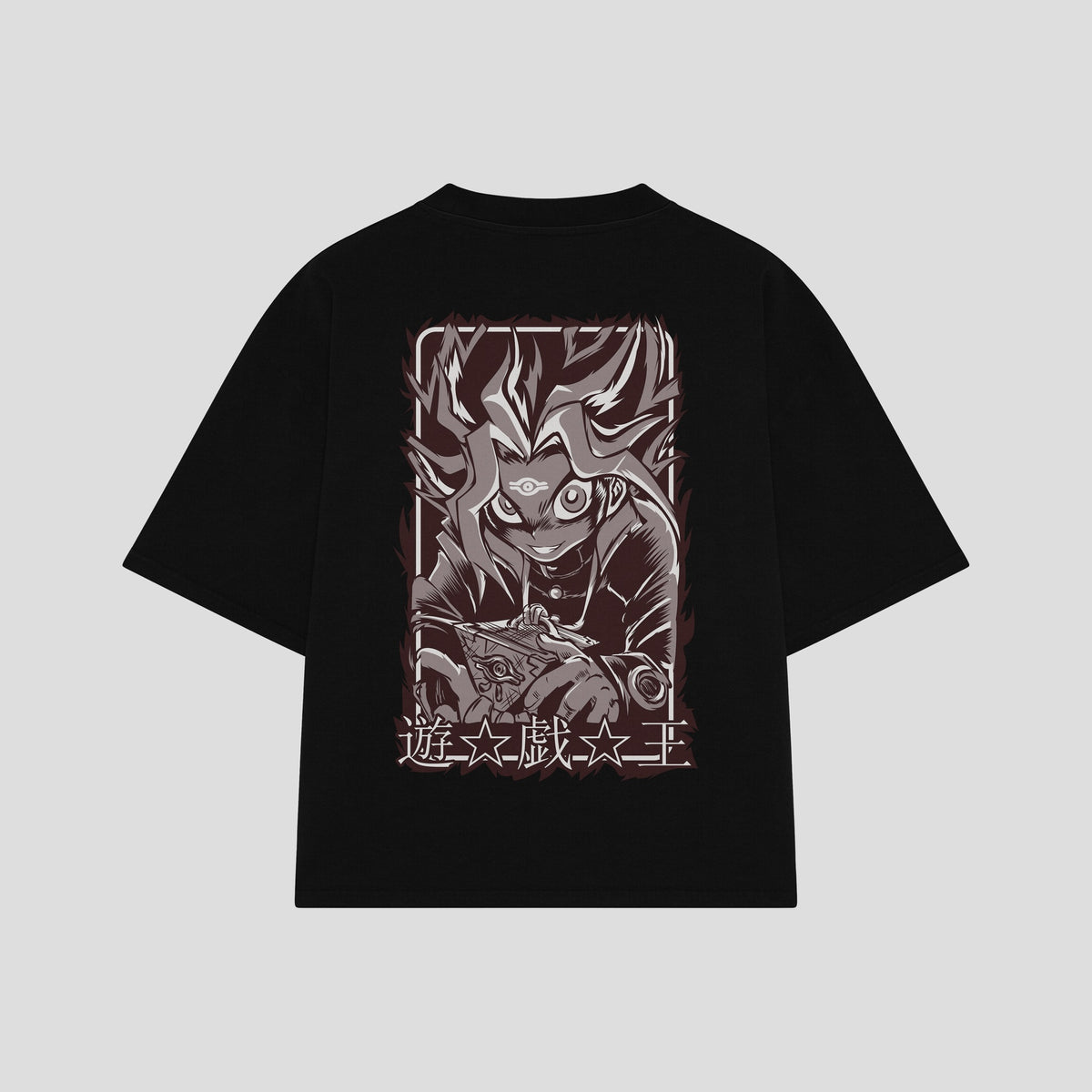Playera streetwear premium de anime y gaming ExtraLife MX, corte oversized drop shoulder ligero y fresco en color Deep Black y Off-White, moda urbana mexicana de culto.