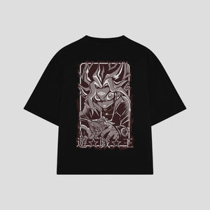 Playera streetwear premium de anime y gaming ExtraLife MX, corte oversized drop shoulder ligero y fresco en color Deep Black y Off-White, moda urbana mexicana de culto.