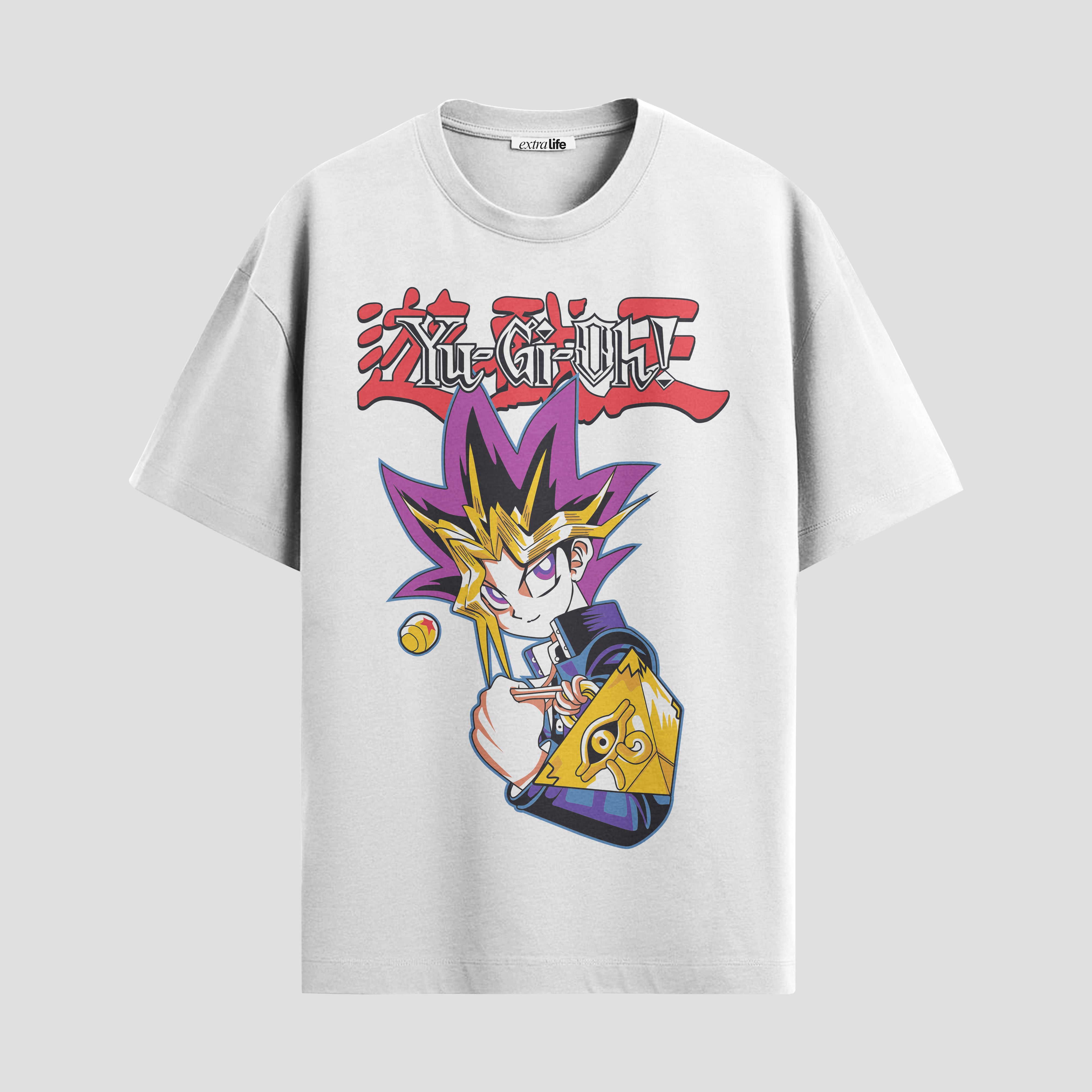 Playera urbana de anime y gaming ExtraLife MX, corte Standard Fit unisex ligero y transpirable en color Deep Black y Pure White, ropa de uso diario para gym y casual.