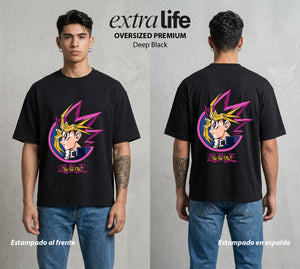 El Duelo del Destino | El Juego del Destino Chibi #04480 - Playera Oversized Premium | Deep Black - Foto en modelo