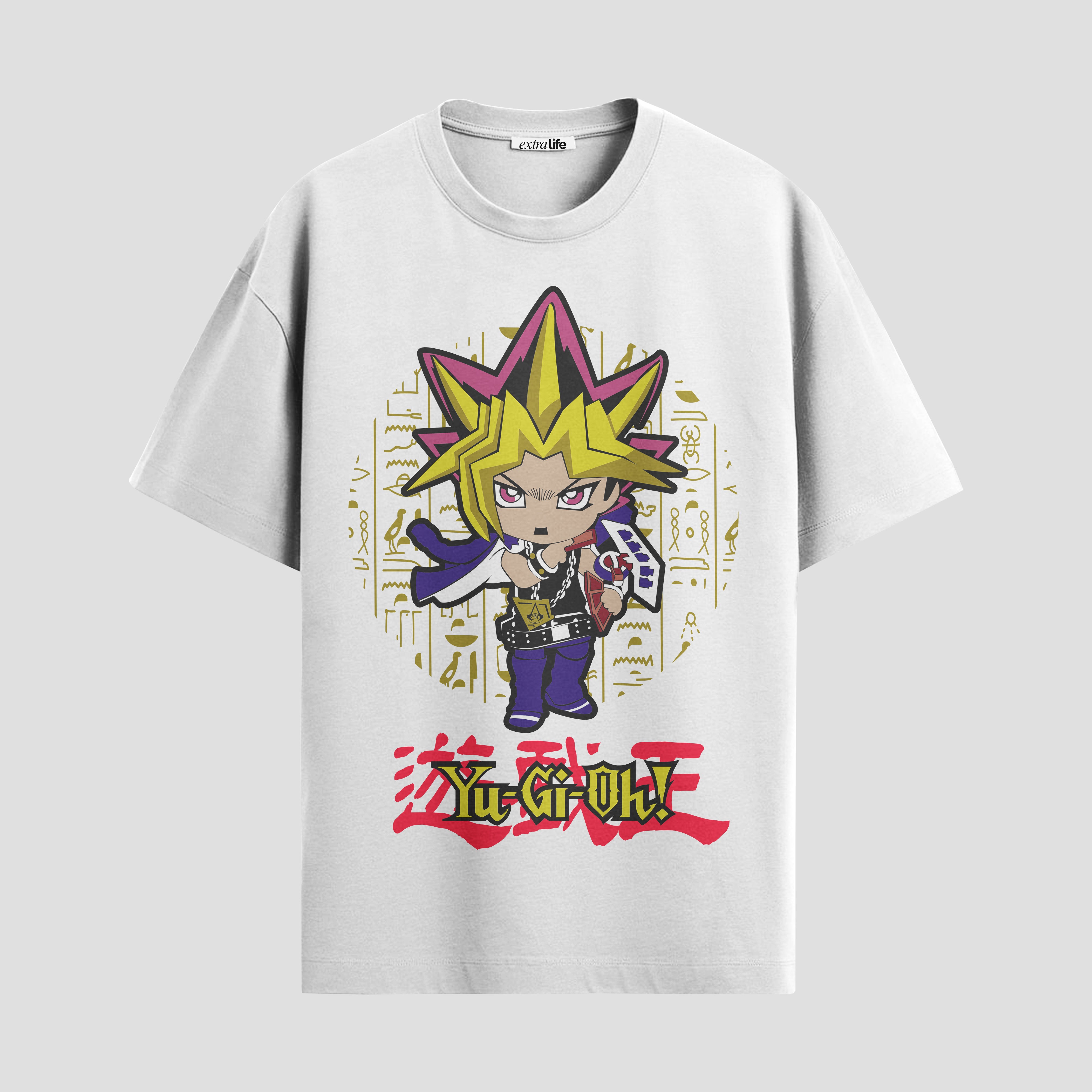 Playera urbana de anime y gaming ExtraLife MX, corte Standard Fit unisex ligero y transpirable en color Deep Black y Pure White, ropa de uso diario para gym y casual.