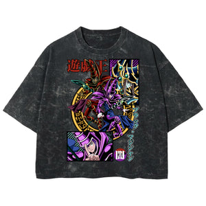 Playera streetwear premium de anime y gaming ExtraLife MX, corte boxy deluxe mineral wash heavyweight en color Acid Wash, moda urbana mexicana de culto.