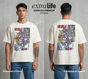 El Duelo del Destino | El Faraon del Duelo #04487 - Playera Oversized Premium | Off White - Foto en modelo
