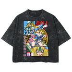 Playera streetwear premium de anime y gaming ExtraLife MX, corte boxy deluxe mineral wash heavyweight en color Acid Wash, moda urbana mexicana de culto.