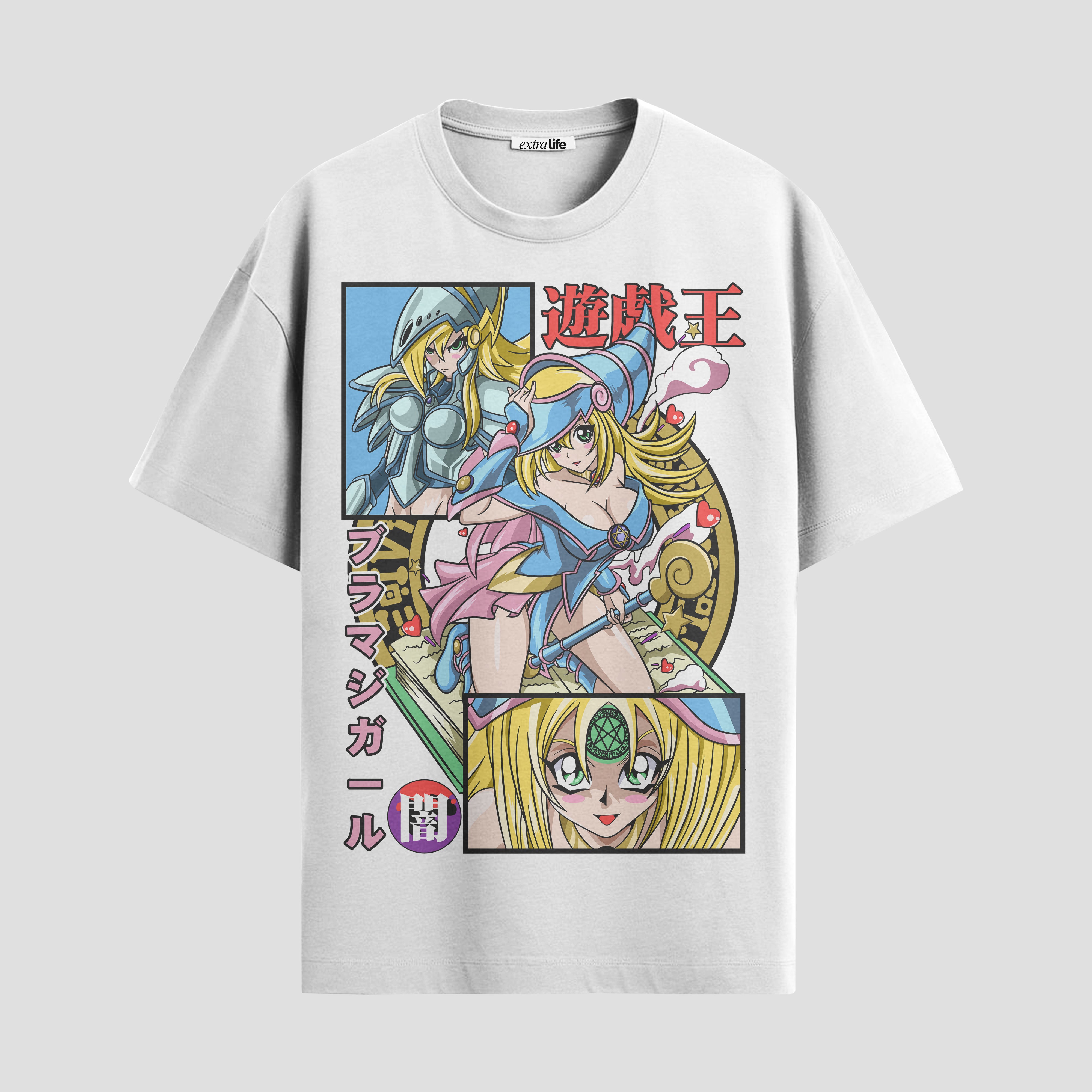 Playera urbana de anime y gaming ExtraLife MX, corte Standard Fit unisex ligero y transpirable en color Deep Black y Pure White, ropa de uso diario para gym y casual.