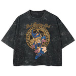 Playera streetwear premium de anime y gaming ExtraLife MX, corte boxy deluxe mineral wash heavyweight en color Acid Wash, moda urbana mexicana de culto.