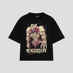 Playera streetwear premium de anime y gaming ExtraLife MX, corte oversized drop shoulder ligero y fresco en color Deep Black y Off-White, moda urbana mexicana de culto.
