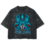 Playera streetwear premium de anime y gaming ExtraLife MX, corte boxy deluxe mineral wash heavyweight en color Acid Wash, moda urbana mexicana de culto.