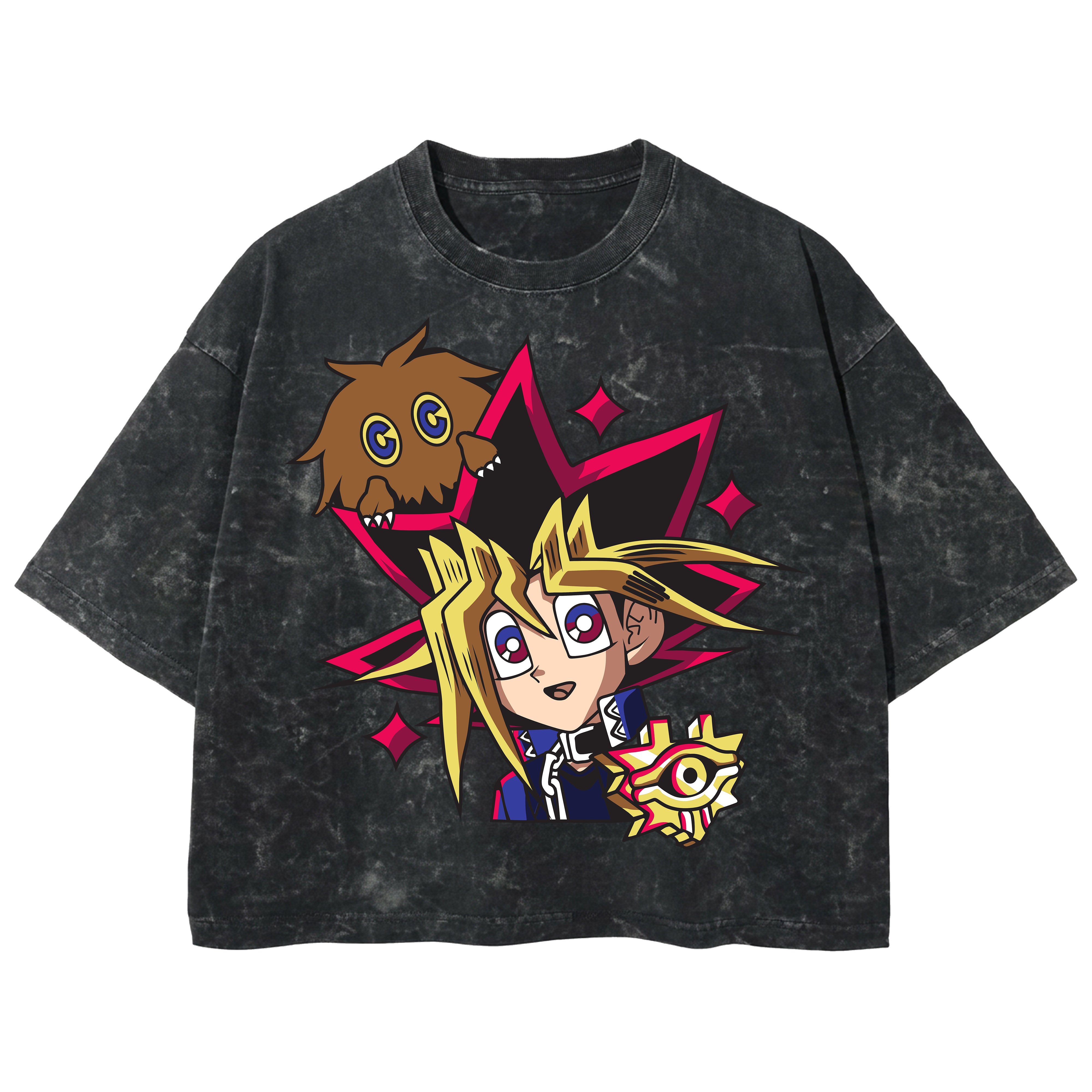 Playera streetwear premium de anime y gaming ExtraLife MX, corte boxy deluxe mineral wash heavyweight en color Acid Wash, moda urbana mexicana de culto.