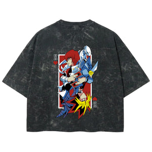 Playera streetwear premium de anime y gaming ExtraLife MX, corte boxy deluxe mineral wash heavyweight en color Acid Wash, moda urbana mexicana de culto.