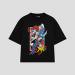 Playera streetwear premium de anime y gaming ExtraLife MX, corte oversized drop shoulder ligero y fresco en color Deep Black y Off-White, moda urbana mexicana de culto.