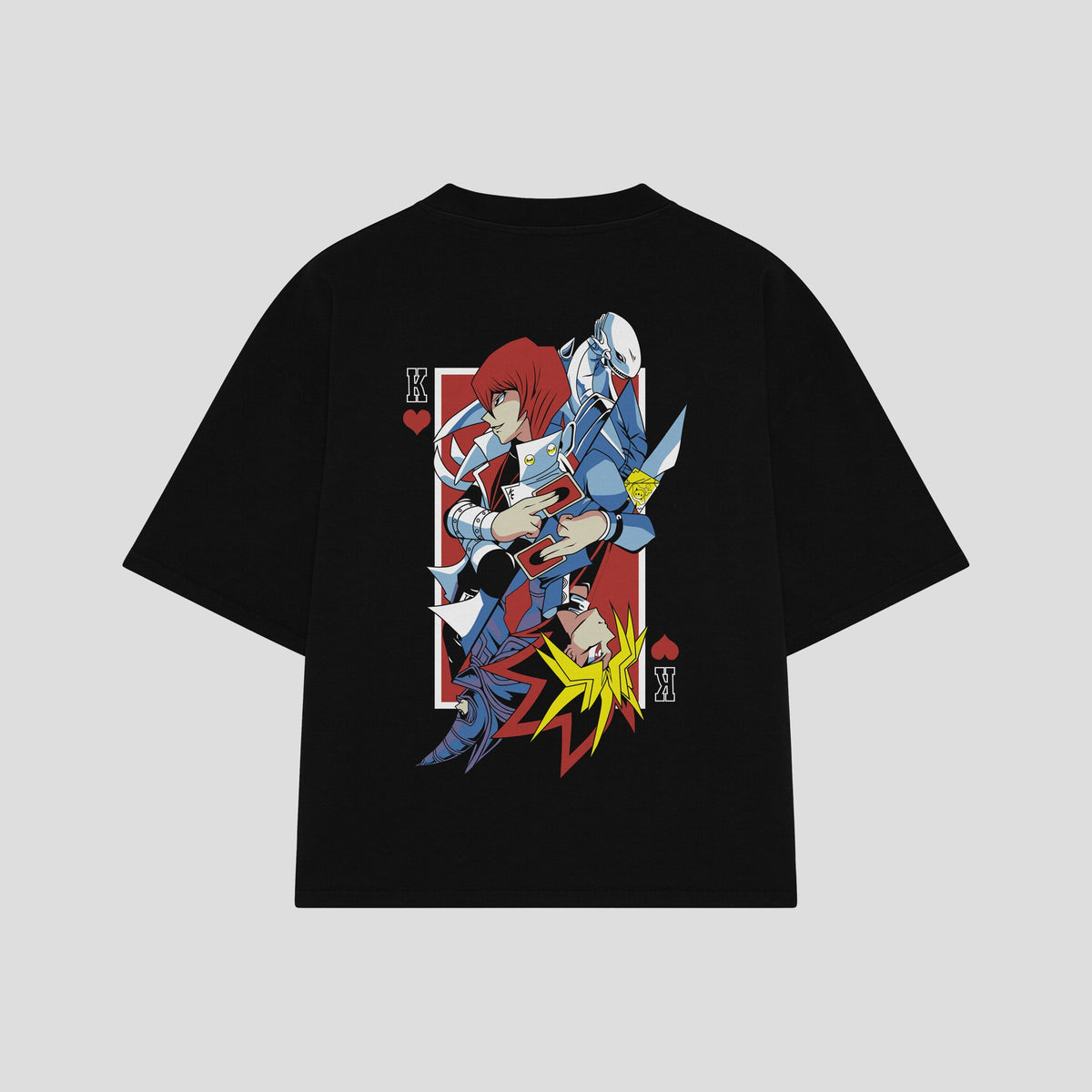 Playera streetwear premium de anime y gaming ExtraLife MX, corte oversized drop shoulder ligero y fresco en color Deep Black y Off-White, moda urbana mexicana de culto.