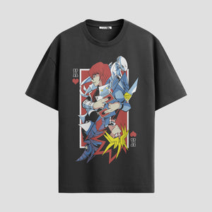 Playera urbana de anime y gaming ExtraLife MX, corte Standard Fit unisex ligero y transpirable en color Deep Black y Pure White, ropa de uso diario para gym y casual.