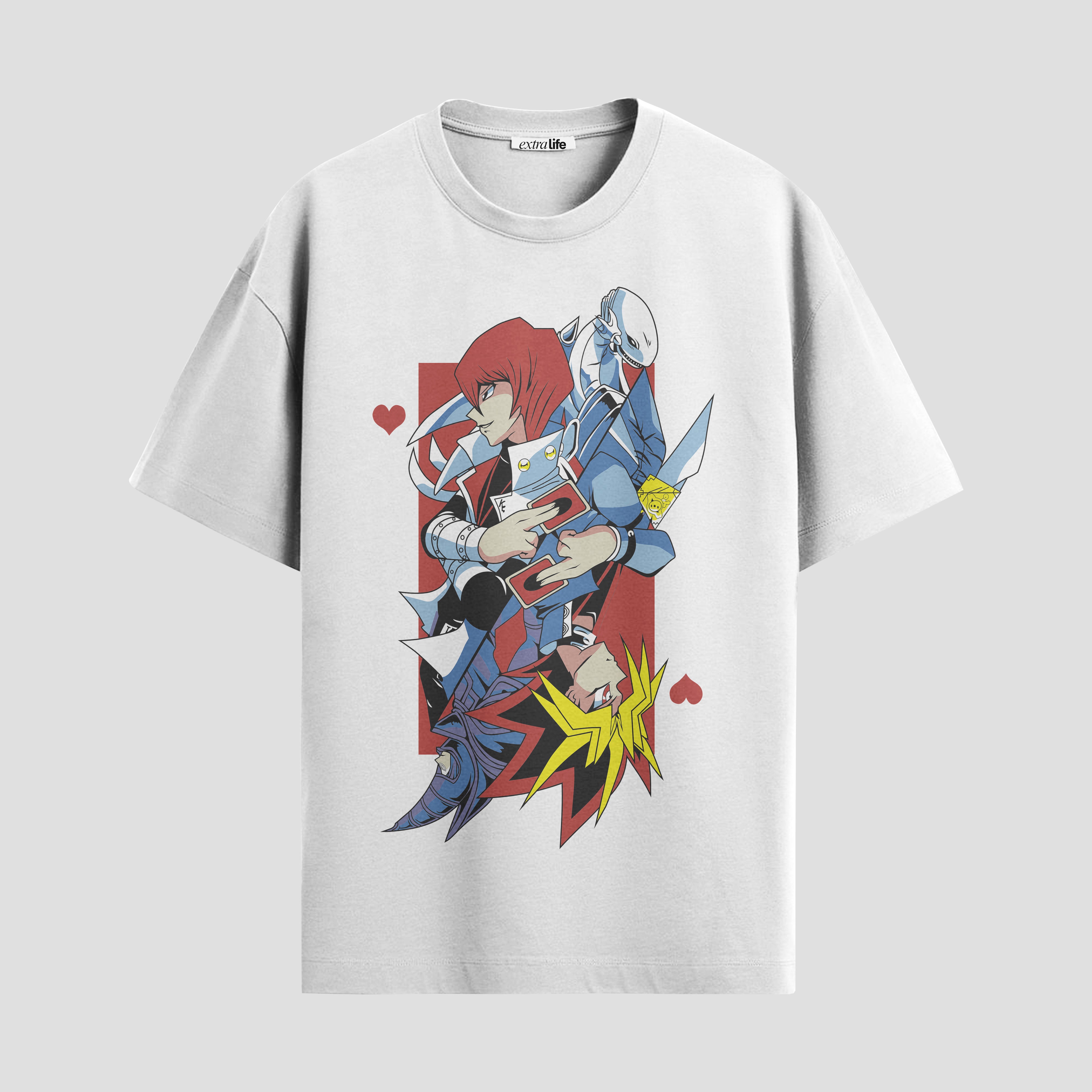 Playera urbana de anime y gaming ExtraLife MX, corte Standard Fit unisex ligero y transpirable en color Deep Black y Pure White, ropa de uso diario para gym y casual.