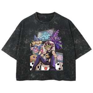 Playera streetwear premium de anime y gaming ExtraLife MX, corte boxy deluxe mineral wash heavyweight en color Acid Wash, moda urbana mexicana de culto.