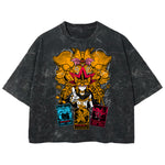 Playera streetwear premium de anime y gaming ExtraLife MX, corte boxy deluxe mineral wash heavyweight en color Acid Wash, moda urbana mexicana de culto.