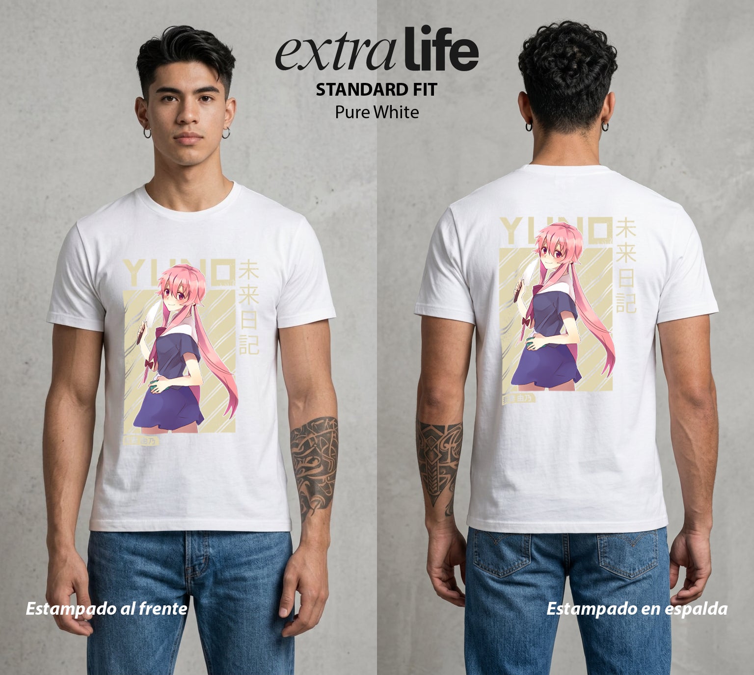 El Diario del Futuro | La Yandere del Destino #04511 - Playera Standard Fit | Pure White - Foto en modelo