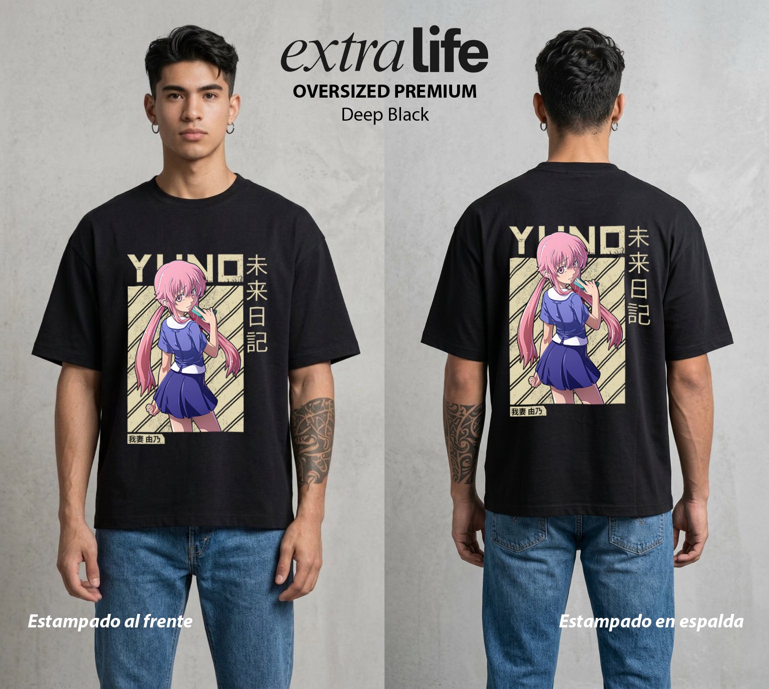 El Diario del Futuro | El Diario del Amor #04512 - Playera Oversized Premium | Deep Black - Foto en modelo