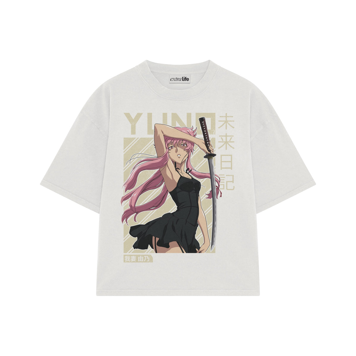 Playera streetwear premium de anime y gaming ExtraLife MX, corte oversized drop shoulder ligero y fresco en color Deep Black y Off-White, moda urbana mexicana de culto.