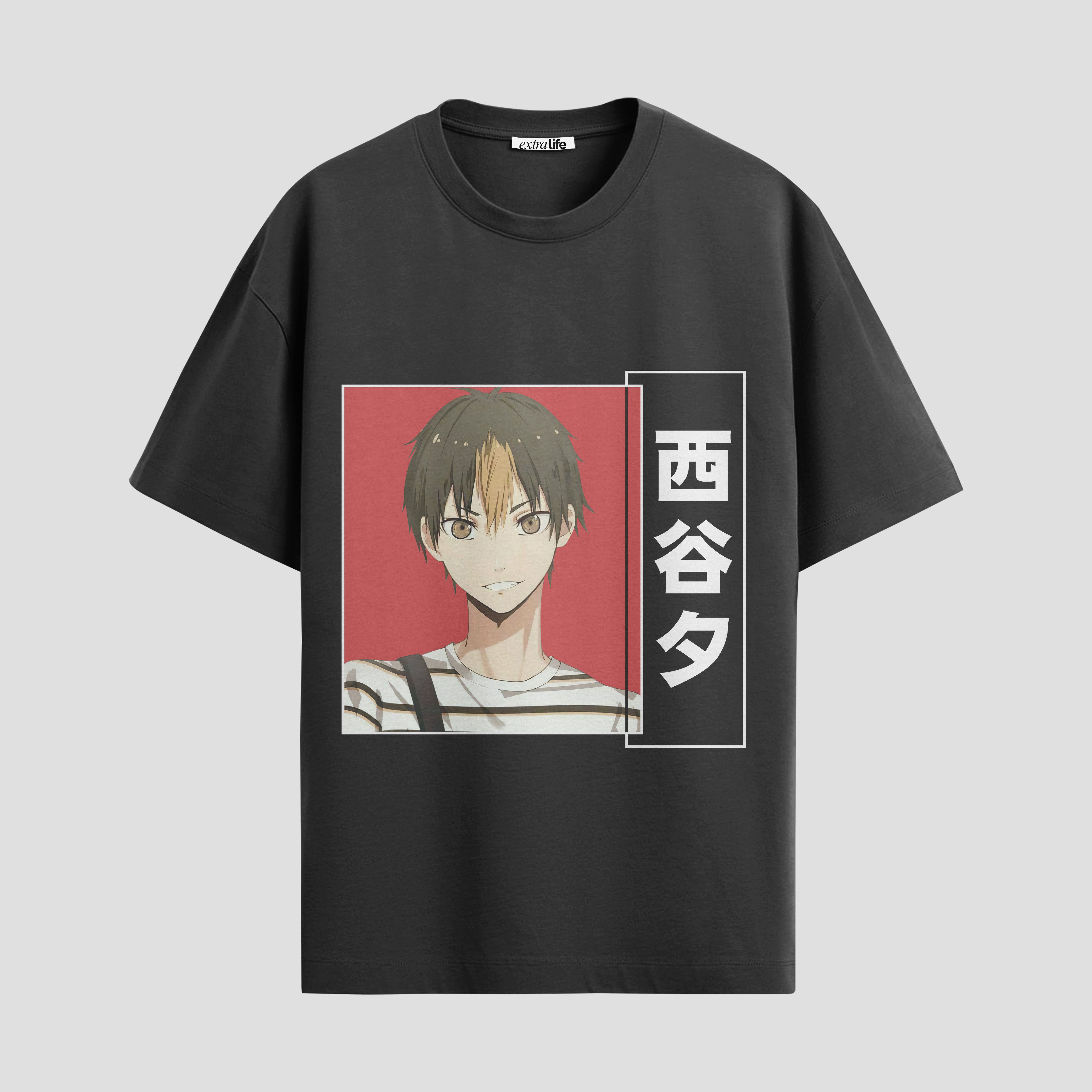 Playera urbana de anime y gaming ExtraLife MX, corte Standard Fit unisex ligero y transpirable en color Deep Black y Pure White, ropa de uso diario para gym y casual.